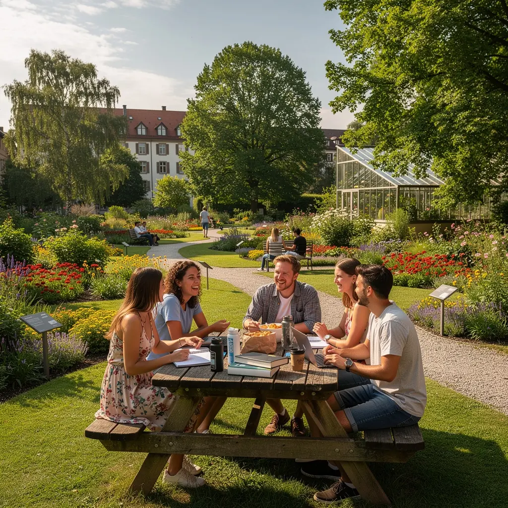 Traditionelle Weinfeste in Freiburg mit festlich geschmückten Ständen und fröhlichen Besuchern.